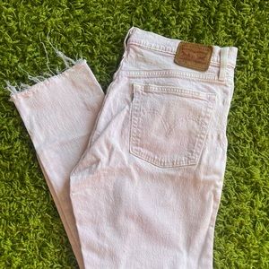Levi’s Pink Denim high-waisted raw hem